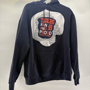 Upcycled Champions Detroit Tigers Navy Hoodie Size Large Eco Fleece